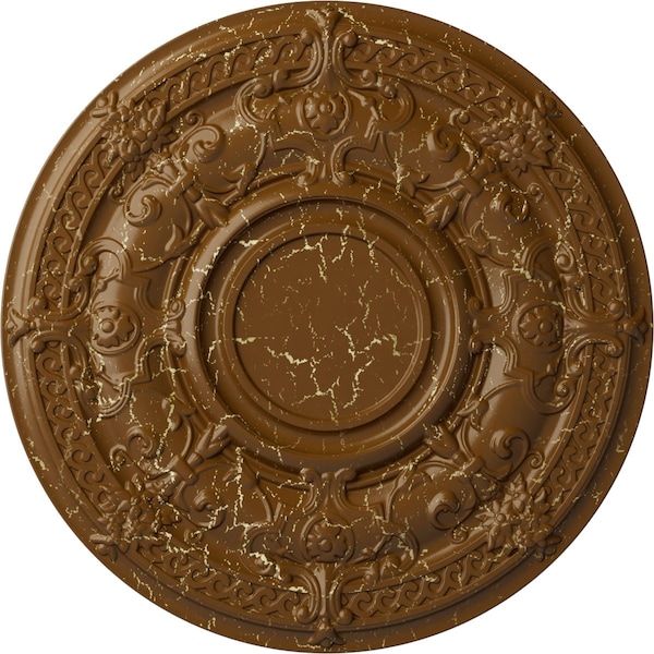 Ekena Millwork Dauphine Ceiling Medallion (Fits Canopies up to 13 1/4"), 33 7/8"OD x 1 3/8"P, Smokey Topaz Crackle CM33DASTC - main